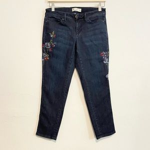 Pre-loved! J. JILL Floral Embroidered Slim Ankle Jeans!